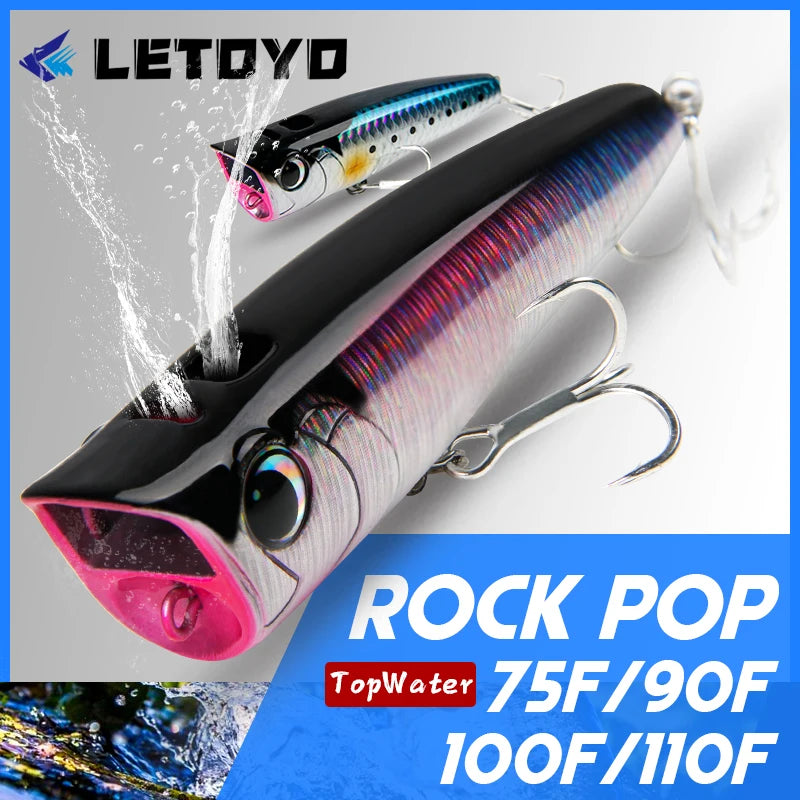 Topwater Popper 8.5-30g floating Rock pop Artificial Hard Baits