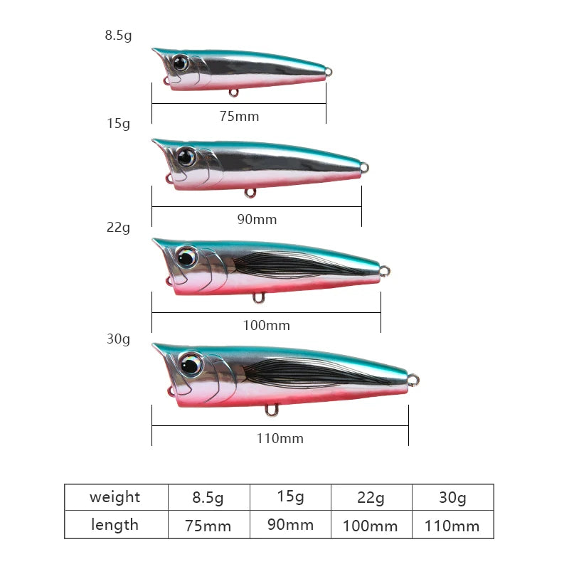 Topwater Popper 8.5-30g floating Rock pop Artificial Hard Baits