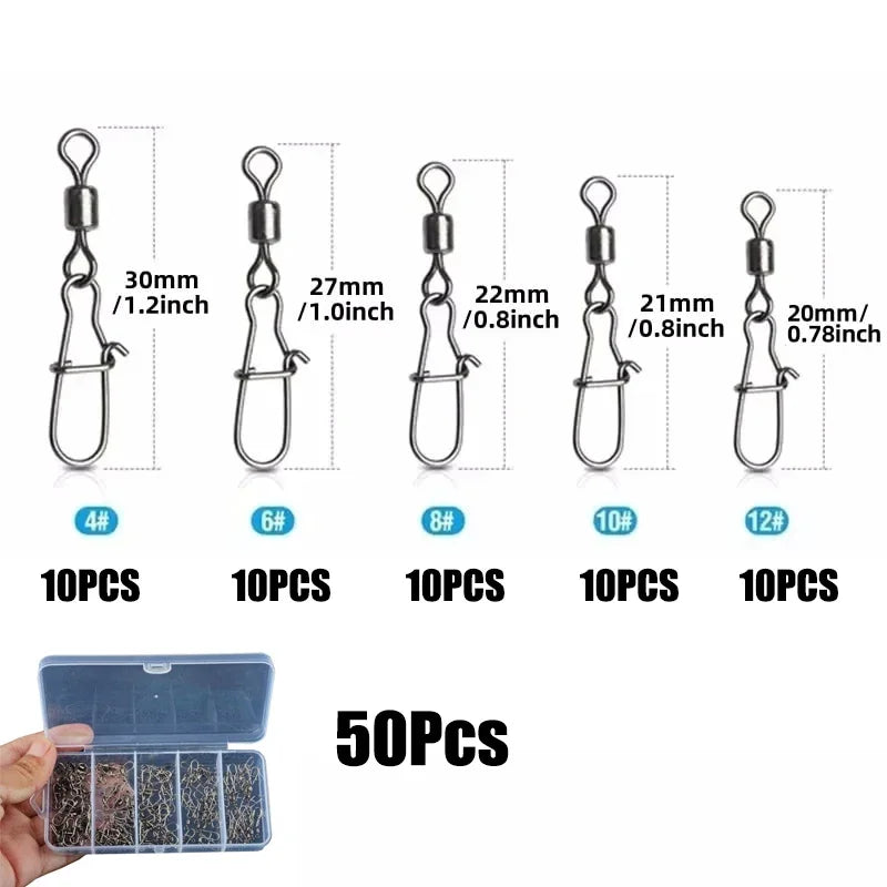 Stainless Steel Fishing Swivel Snaps 4#-12# kits