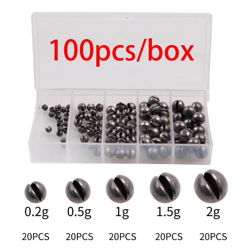 100/50Pcs Fishing Sinkers Kit-5 Size Adjustable Weights