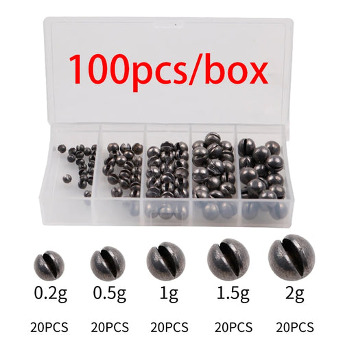 100/50Pcs Fishing Sinkers Kit-5 Size Adjustable Weights