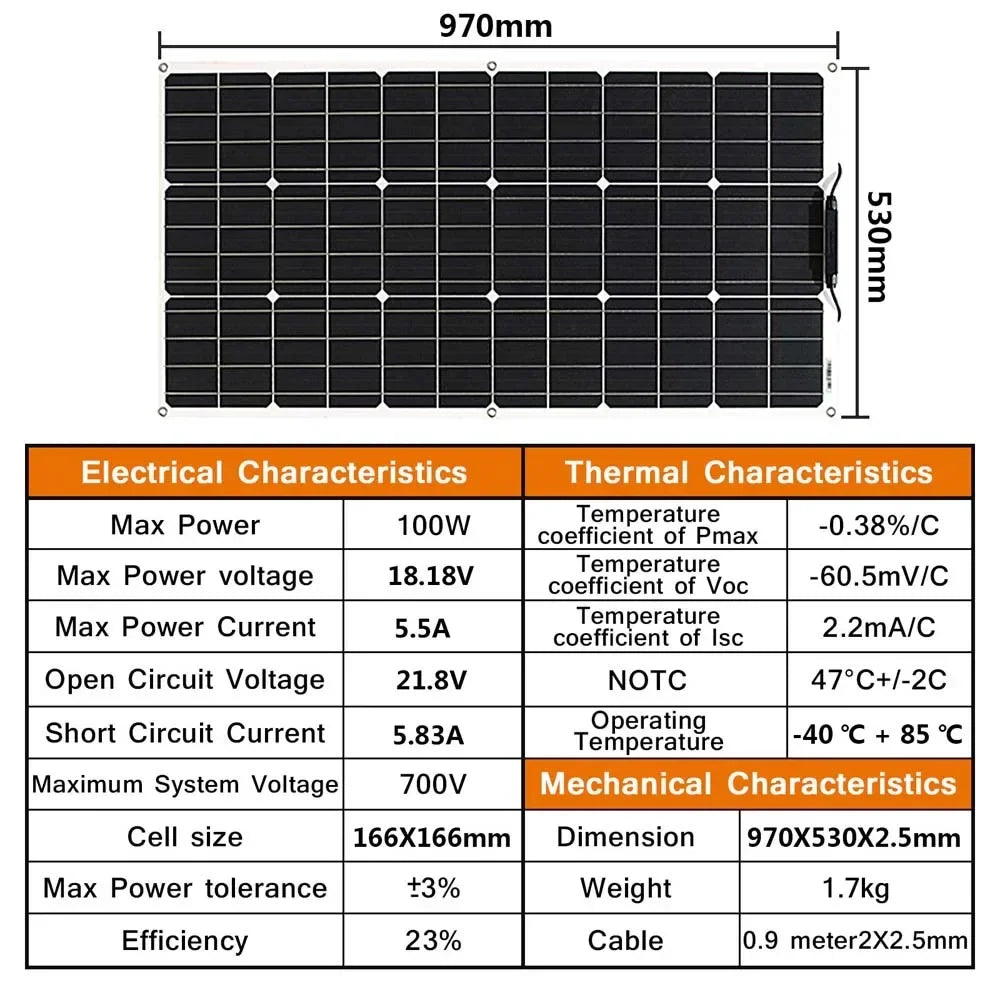 12V Flexible Solar Panel  Waterproof Monocrystalline