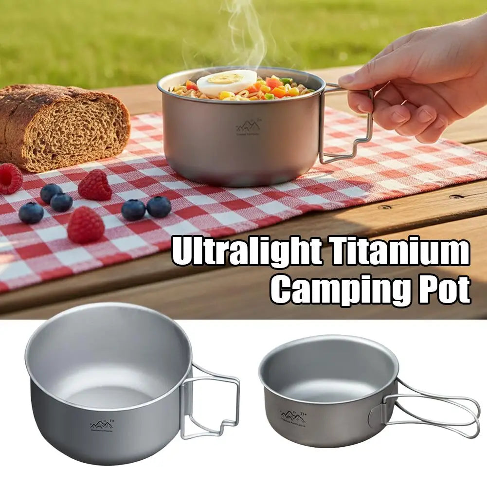 Titanium Camping Pot with Folding Bail Handle