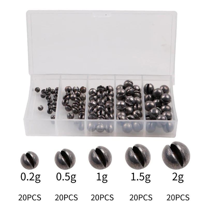 100/50Pcs Fishing Sinkers Kit-5 Size Adjustable Weights
