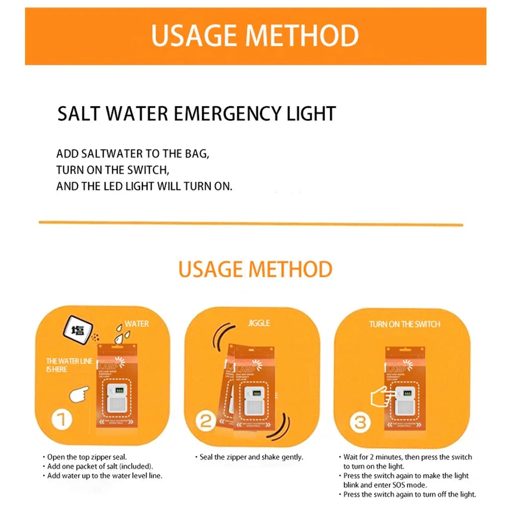 LED Salt Water Portable Emergency Lamp