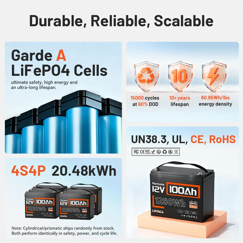 12V 100Ah 150Ah 200Ah 314Ah LiFePO4 Battery Built-in BMS Low Temperature Protection For  RV/ Camp/ Solar Energy Storage