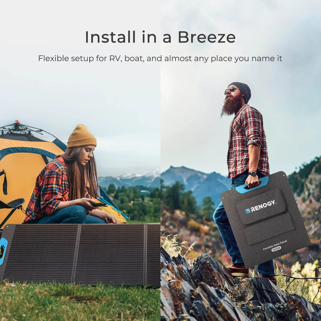 200W Portable Solar Panel, IP65 Waterproof Foldable
