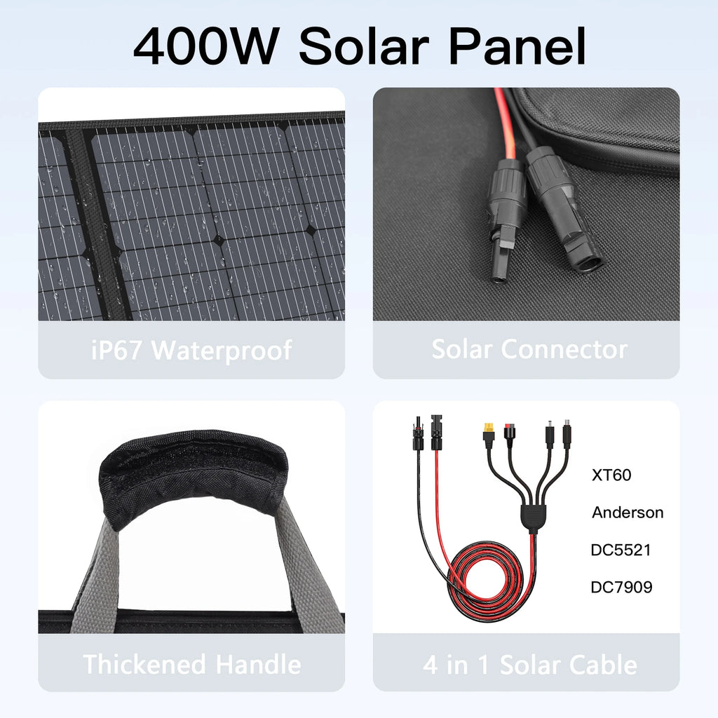 MHPOWOS 400W 220W 110W Lightweight Portable Solar Panel