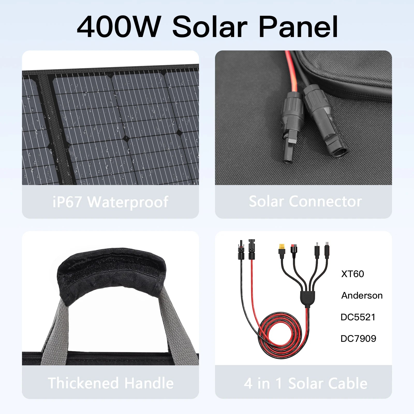 MHPOWOS 400W 220W 110W Lightweight Portable Solar Panel