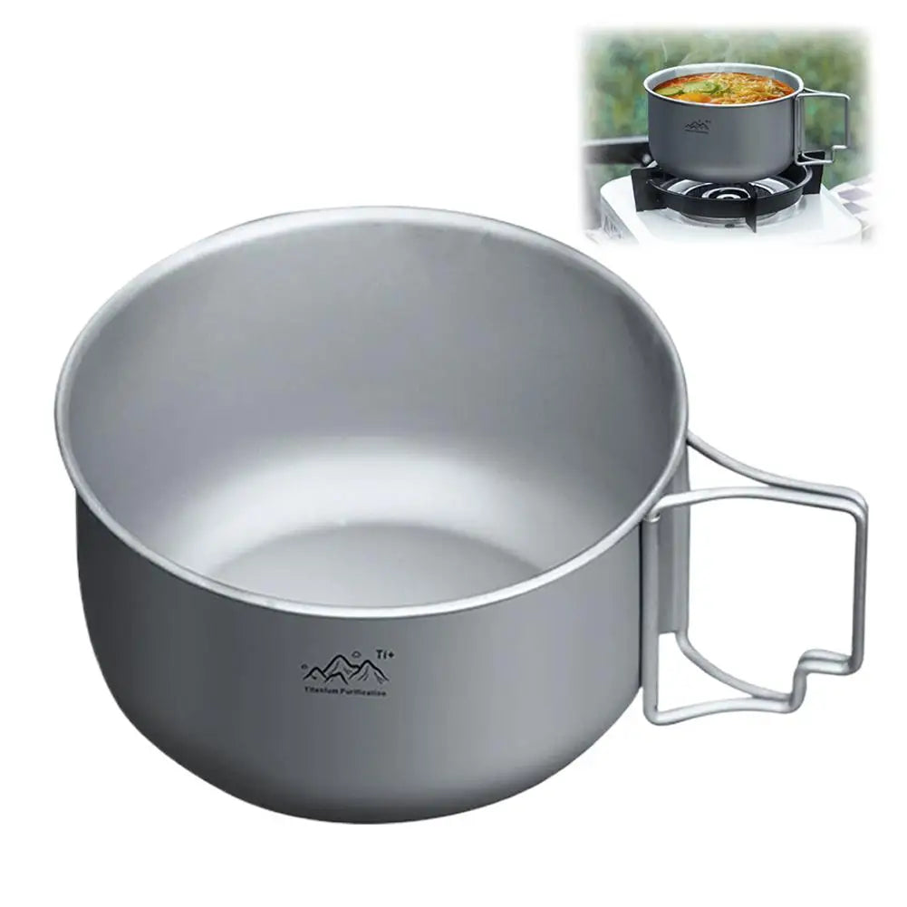 Titanium Camping Pot with Folding Bail Handle