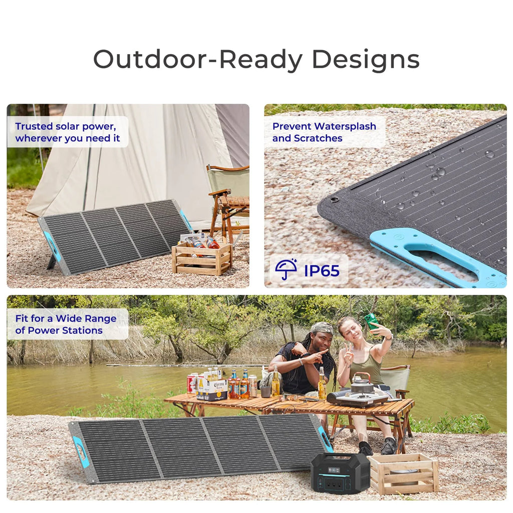 200W Portable Solar Panel, IP65 Waterproof Foldable