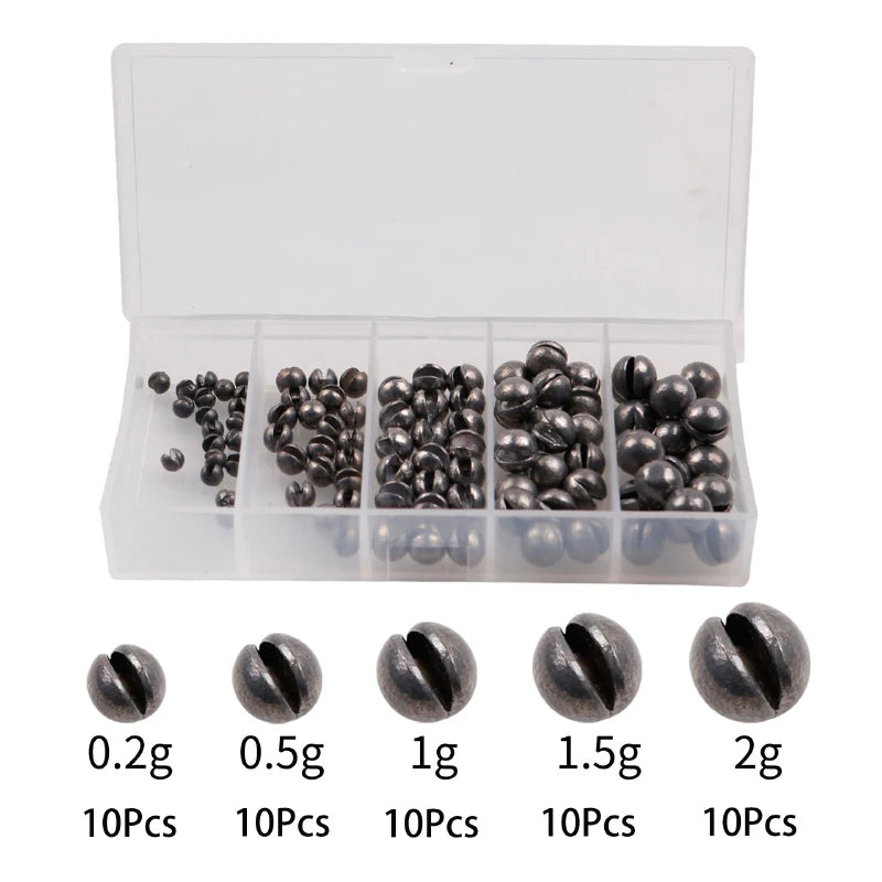 100/50Pcs Fishing Sinkers Kit-5 Size Adjustable Weights