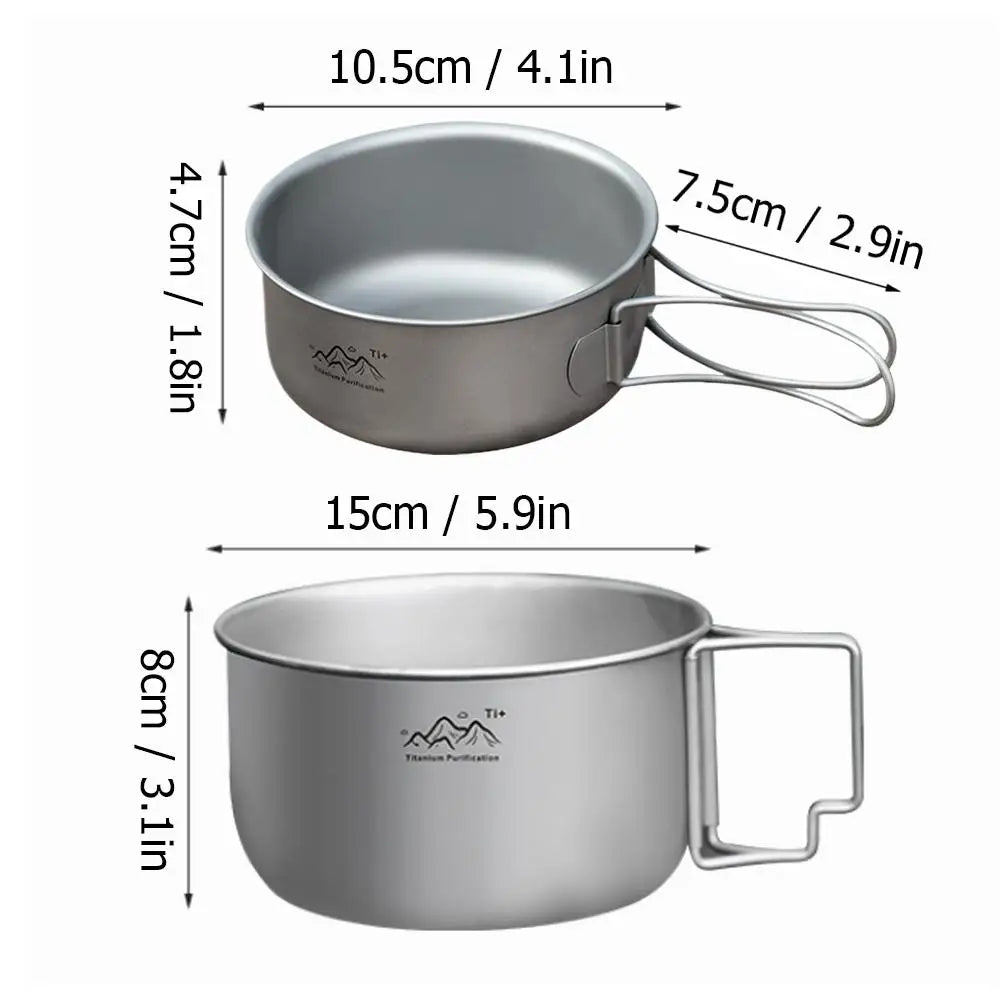 Titanium Camping Pot with Folding Bail Handle