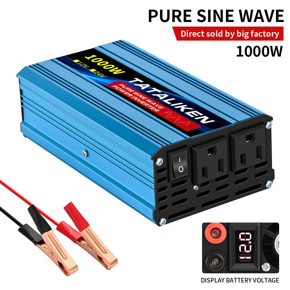 Pure Sine Wave Inverter 12VDC to 110VAC