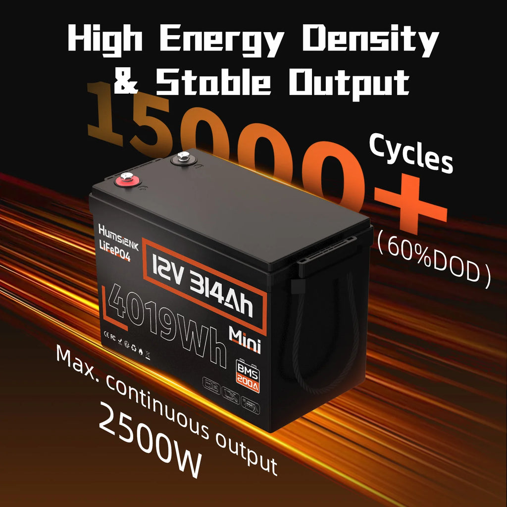 12V 100Ah 150Ah 200Ah 314Ah LiFePO4 Battery Built-in BMS Low Temperature Protection For  RV/ Camp/ Solar Energy Storage