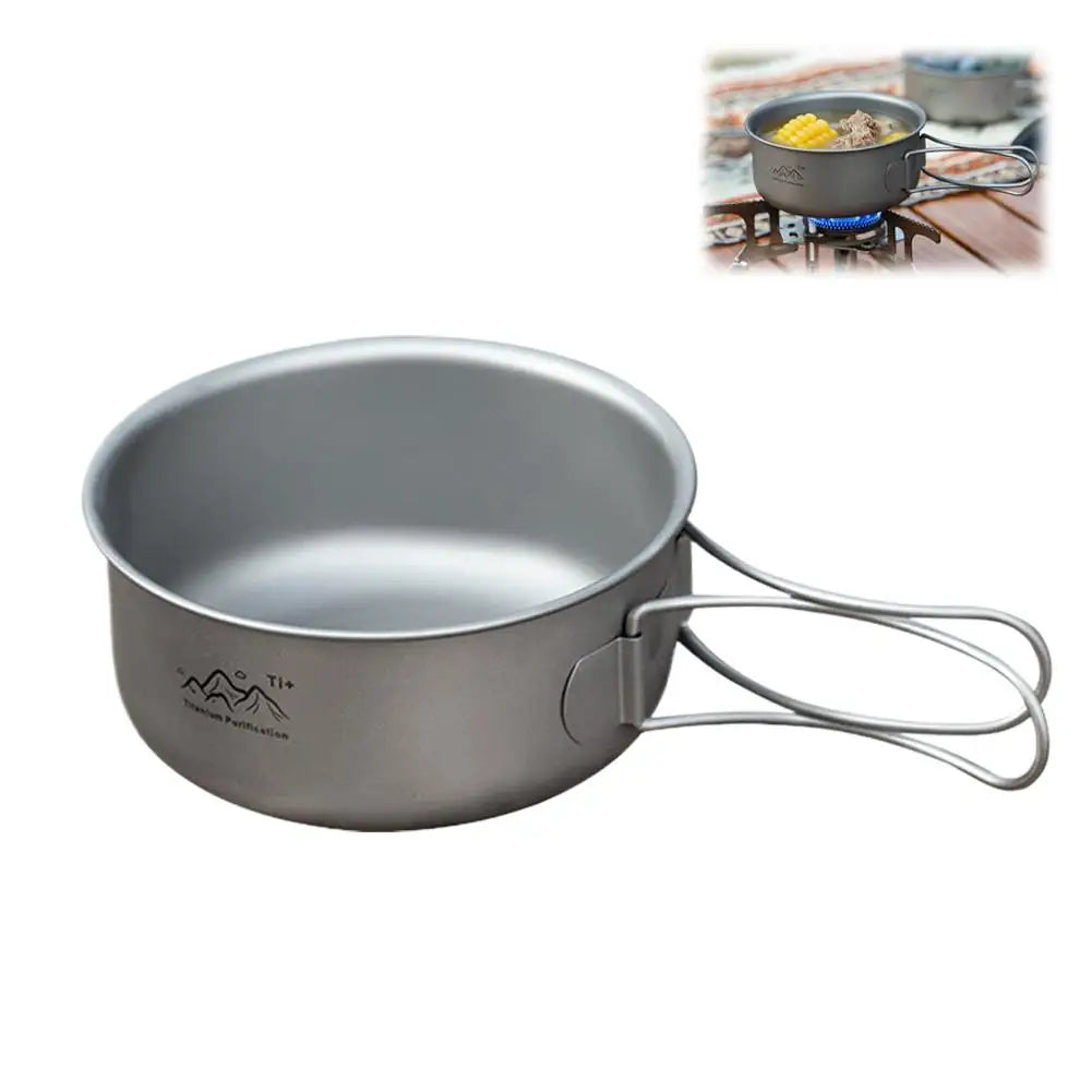 Titanium Camping Pot with Folding Bail Handle