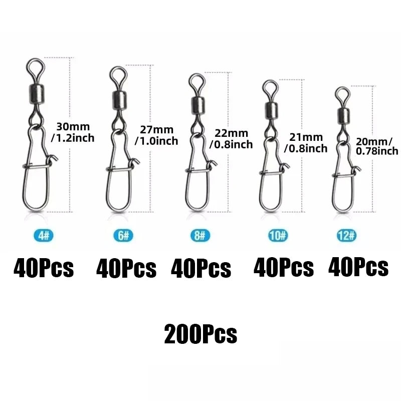 Stainless Steel Fishing Swivel Snaps 4#-12# kits
