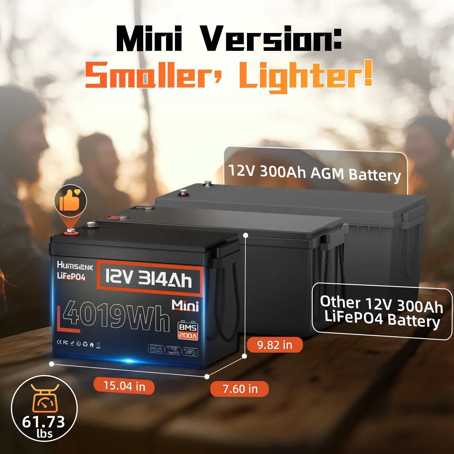 12V 100Ah 150Ah 200Ah 314Ah LiFePO4 Battery Built-in BMS Low Temperature Protection For  RV/ Camp/ Solar Energy Storage
