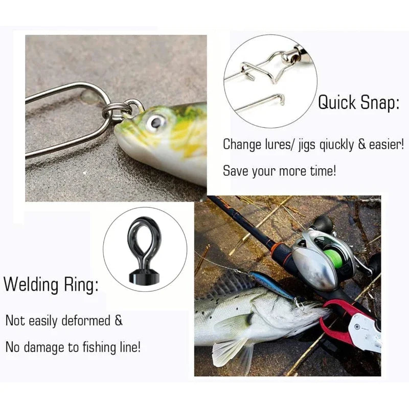 Stainless Steel Fishing Swivel Snaps 4#-12# kits