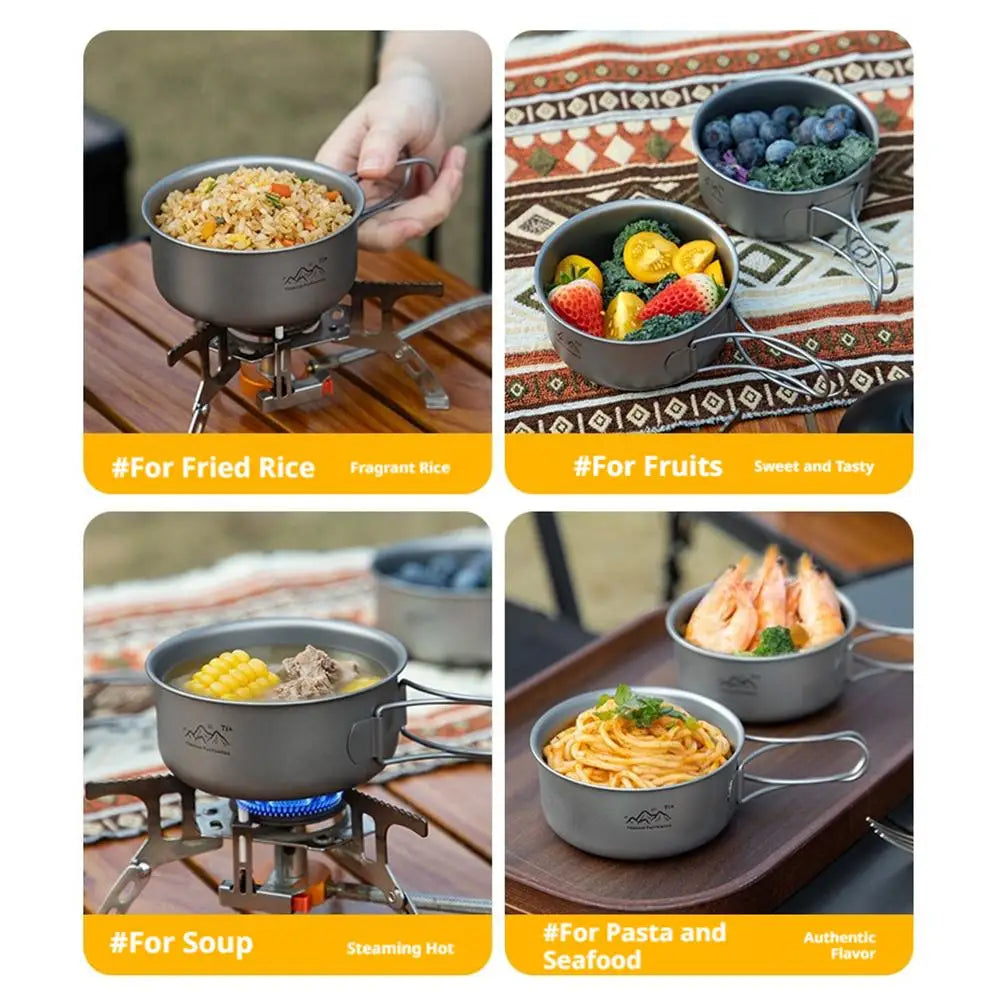 Titanium Camping Pot with Folding Bail Handle