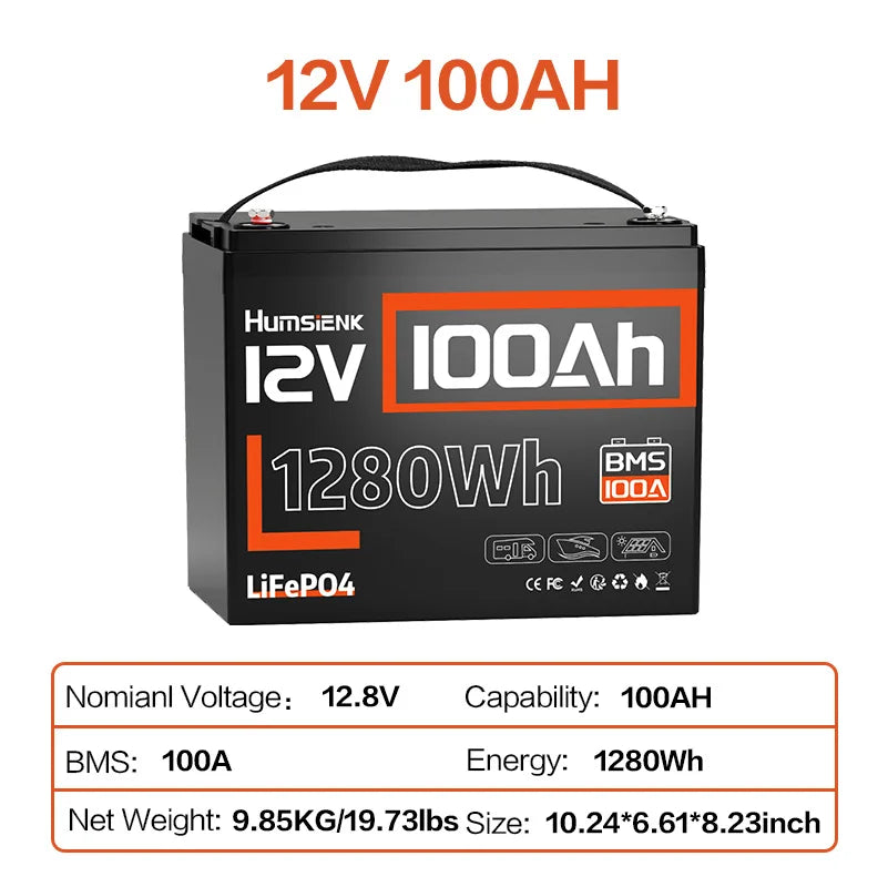 12V 100Ah 150Ah 200Ah 314Ah LiFePO4 Battery Built-in BMS Low Temperature Protection For  RV/ Camp/ Solar Energy Storage