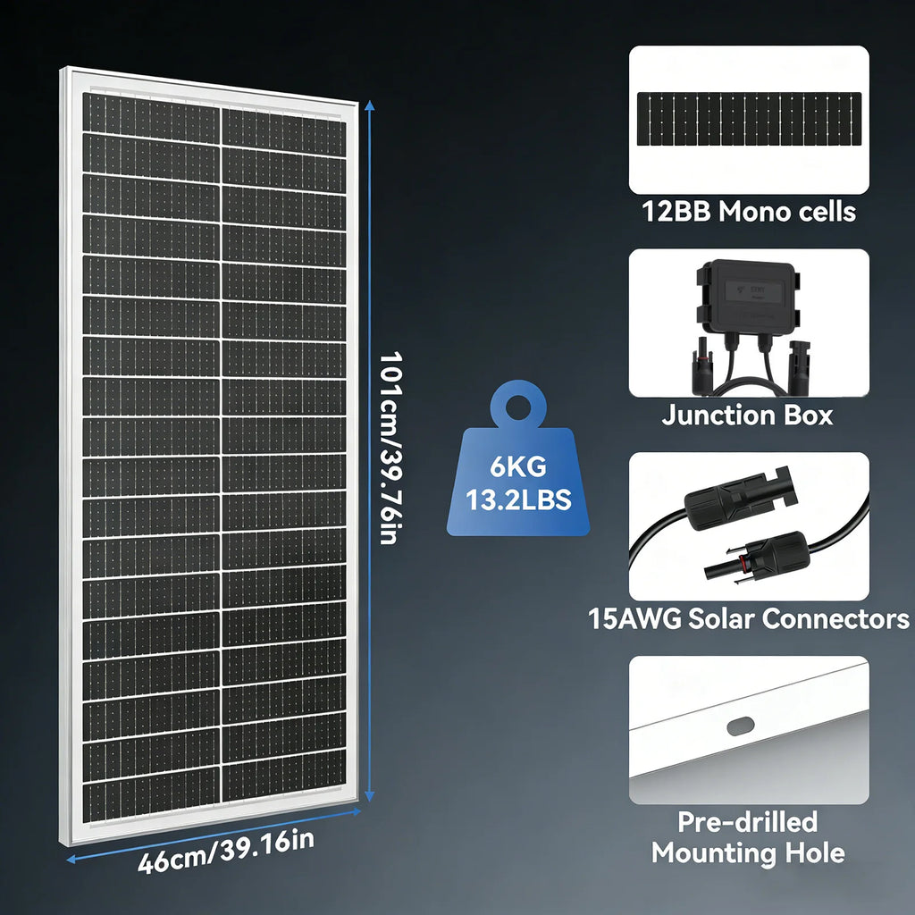 100W 12V Solar Panel 12BB Monocrystalline
