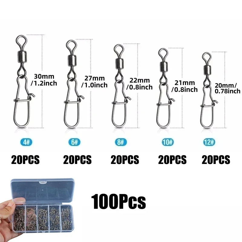 Stainless Steel Fishing Swivel Snaps 4#-12# kits