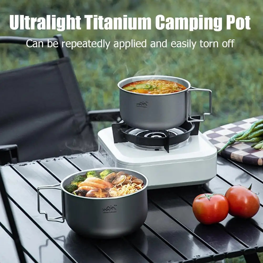 Titanium Camping Pot with Folding Bail Handle