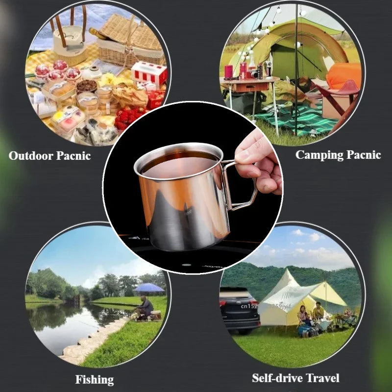 700ml Stainless Steel Cup With Foldable Handle